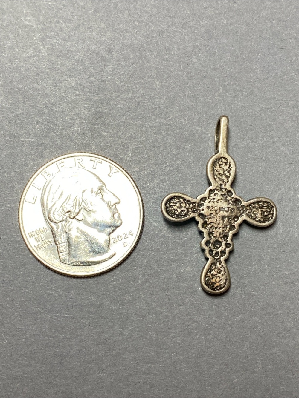 Vintage sterling silver wj cross pendant - Picture 3 of 3
